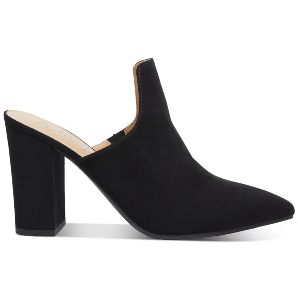Wild Pair black suede pointy toe block heels. Size 8